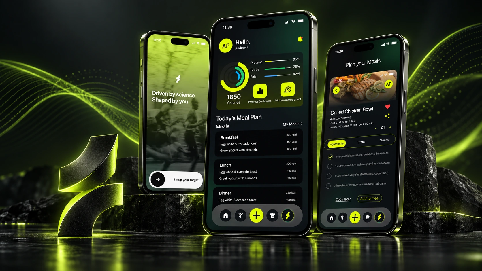 ShapePilot training, fitness dashboard and meal planning app artwork
